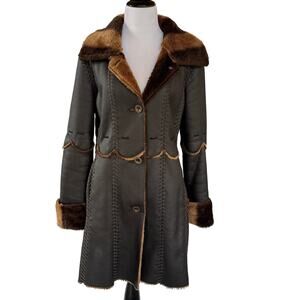 Montanaco dark brown jacket with faux fur trim, size M